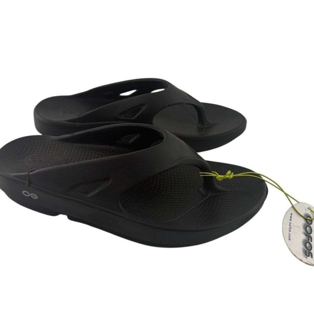 OOfos Unisex Black OOriginal Recovery Thong Slide Sandals Size M9/W11 - Picture 2 of 11